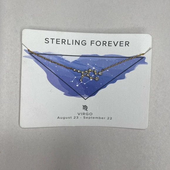 STERLING FOREVER Zodiac Necklace Gold Toned with rhinestones Virgo‎ - Picture 2 of 3